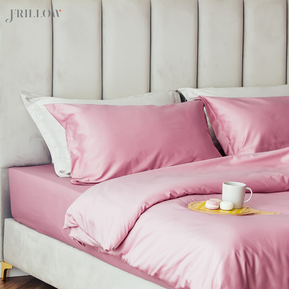 ชุดผ้าปูที่นอน 3.5ฟุต 2ชิ้น FRILLOW 800TC COTTON SILK  สี BRIGHT PINK คอลเลคชั่น PRESTIGE